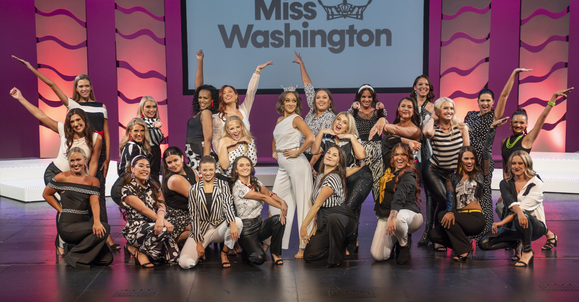 Miss Washington Pageant contestants pose for a group photo.